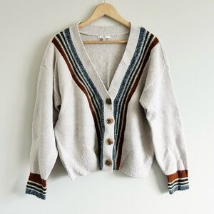 Skies Are Blue Button Stripe Cardigan Cozy Soft Small